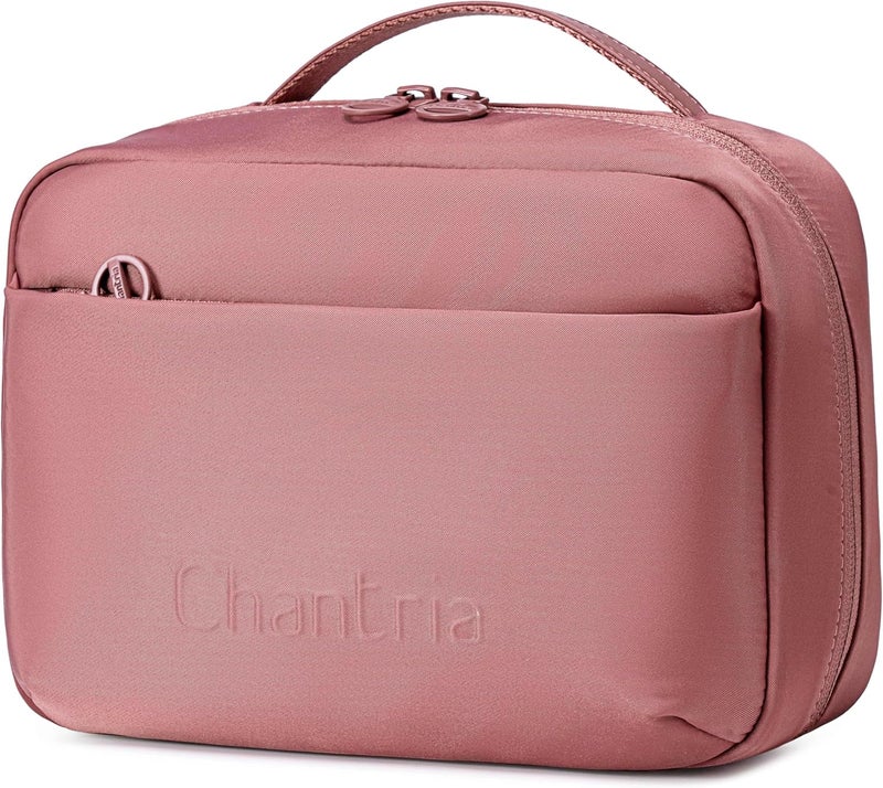 شانتريا حقيبة تجميلية خفيفة من Chantria Premium للنساء، مقاومة للماء، متعددة الوظائف، تحتوي على عدة جيوب وفتحة قابلة للتحريك بزاوية 180 درجة، CB00793 (لون وردي نوستالجيا) - Image 1