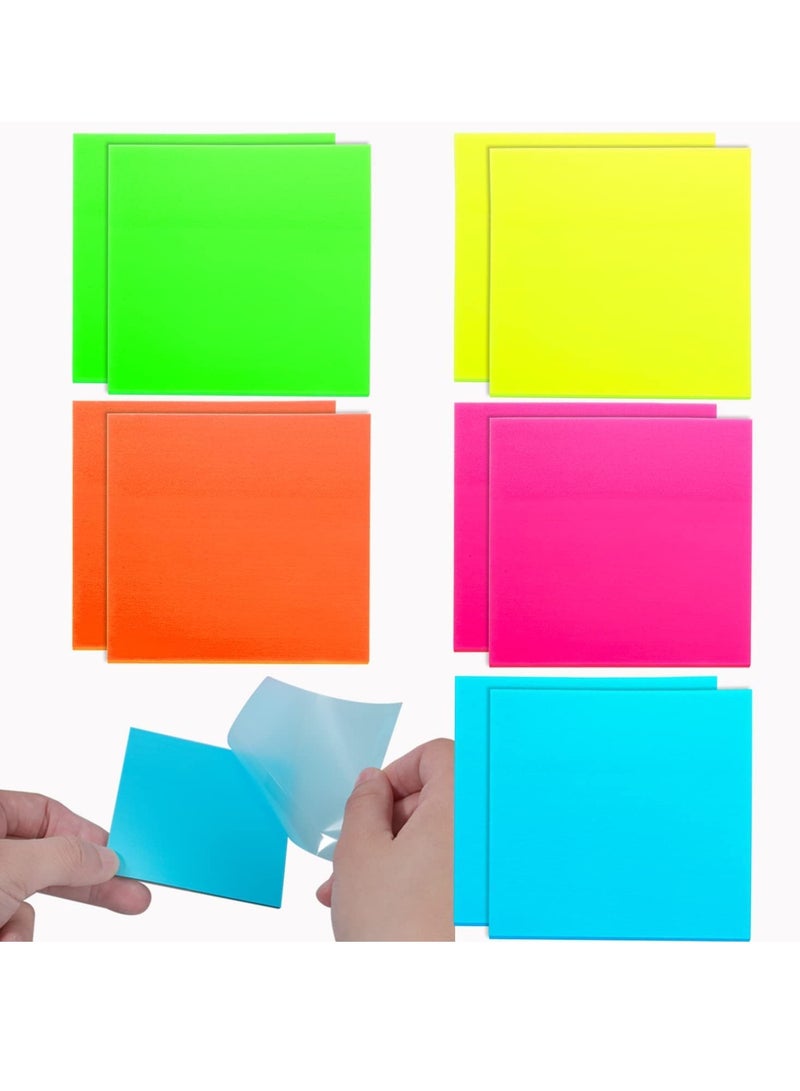 Transparent Sticky Notes, Colorful Self-Stick Note Clear for Office Message Reminder, Waterproof Translucent, See Through School Supplies (5 Colors, 5 Pads) 3 x 3 Inch - Image 1