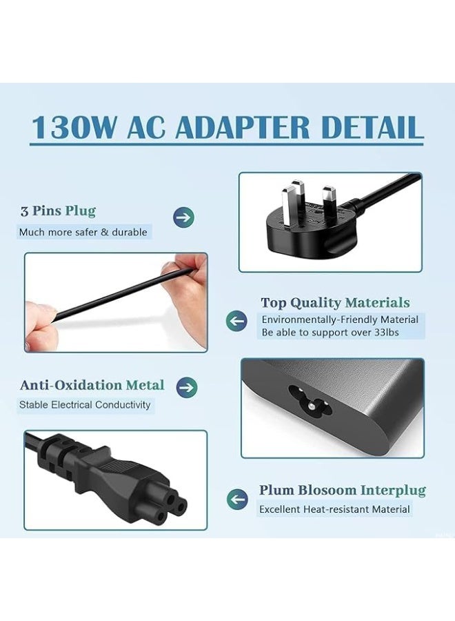 130W USB C Type C Charger for Dell XPS 15 17 2in1 9575 9500 9700 Precision 5530 2in1 5550 5560 5750 3560 3571 Latitude 7410 7310 7210 9410 9510 5520 5420 Power Supply Adapter Cord - Image 4