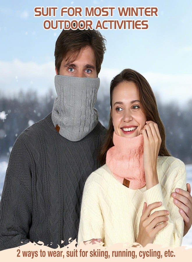 Goocoz Mens Scarf Winter Neck Gaiters 3PCS, Knit Neck Warmer with Thick Fleece Lining Scarves, Cold Weather Gear for Men Ski, Black/White/Pink, M - Image 5