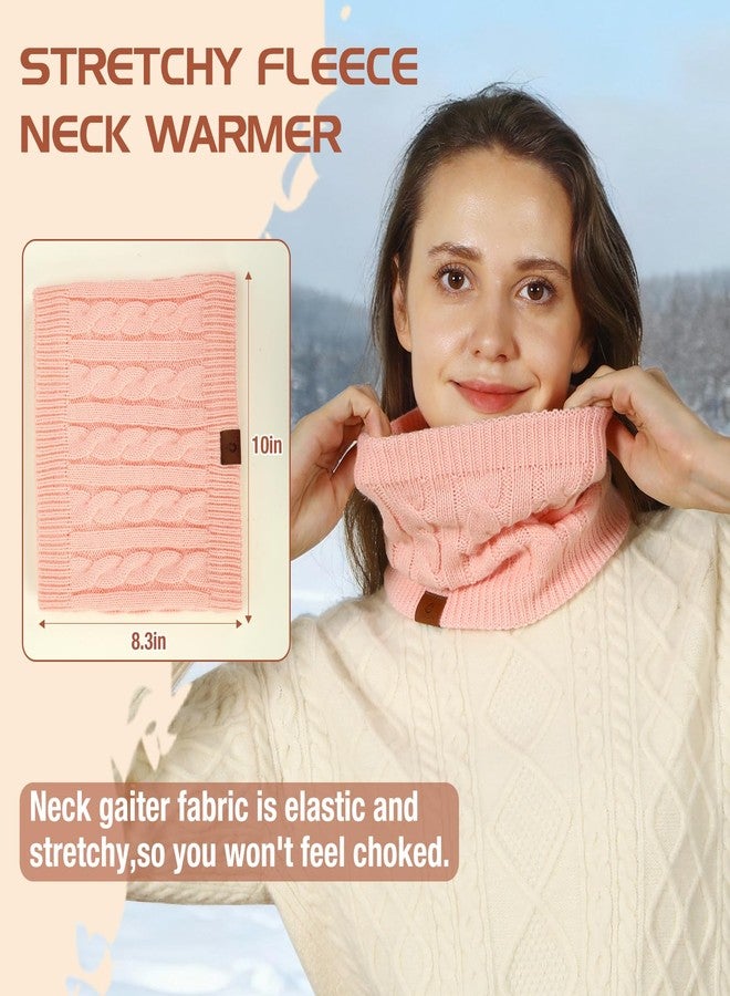 Goocoz Mens Scarf Winter Neck Gaiters 3PCS, Knit Neck Warmer with Thick Fleece Lining Scarves, Cold Weather Gear for Men Ski, Black/White/Pink, M - Image 4