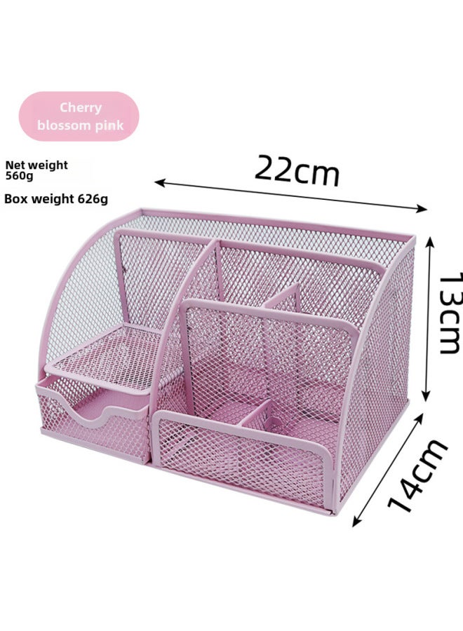 pincai Multi-grid Metal Creative Pen Holder Pen Barrel Multi-functional Office Stationery Storage Drawer Desktop Storage Box - Image 1
