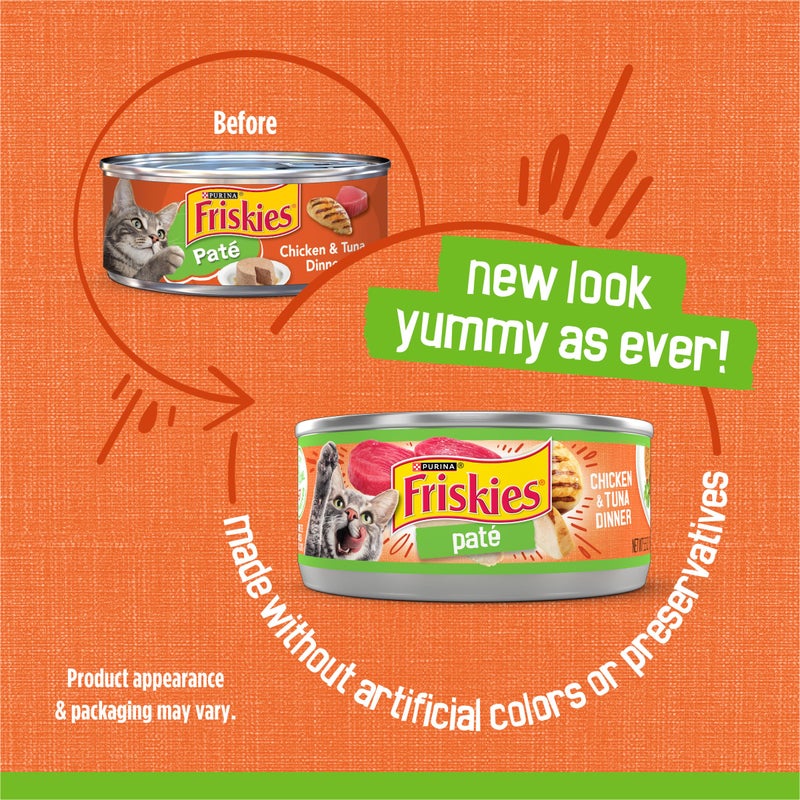 Friskies Purina Friskies Wet Cat Food Pate, Chicken and Tuna Dinner - (Pack of 24) 5.5 oz. Cans - Image 2