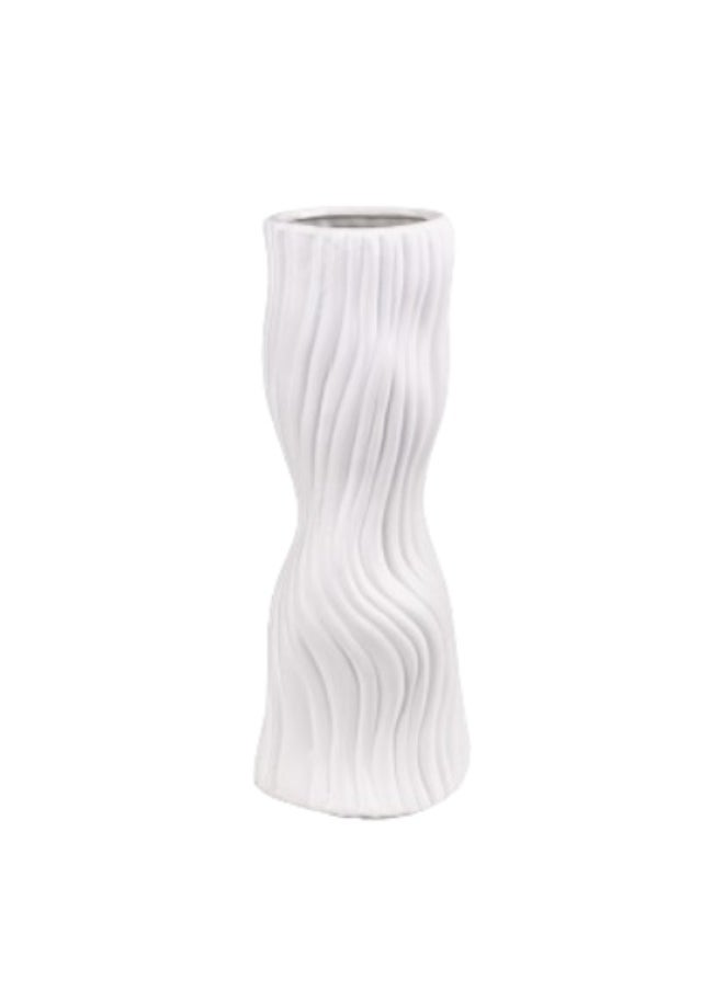 Gulf Flowers Ceramic Vase Art Ribbed  - Image 1