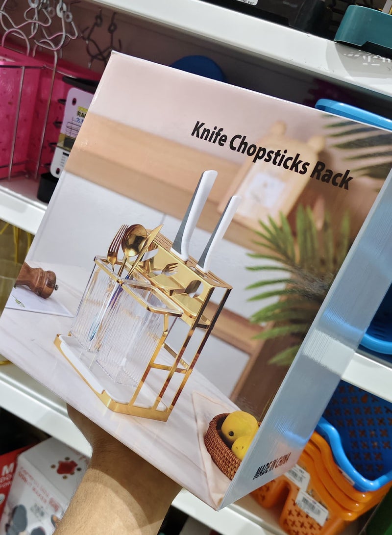 DANIM Acrylic Kitchen Utensil Drying Rack Cutlery Storage Box with Drain Hole Multifunctional Kitchen Chopsticks Holder and Drainer for Forks Spoons Knives and Chopsticks - Image 3