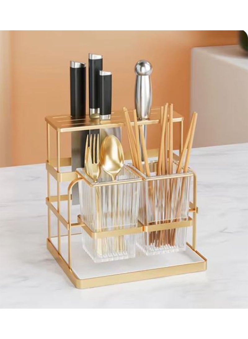DANIM Acrylic Kitchen Utensil Drying Rack Cutlery Storage Box with Drain Hole Multifunctional Kitchen Chopsticks Holder and Drainer for Forks Spoons Knives and Chopsticks - Image 1
