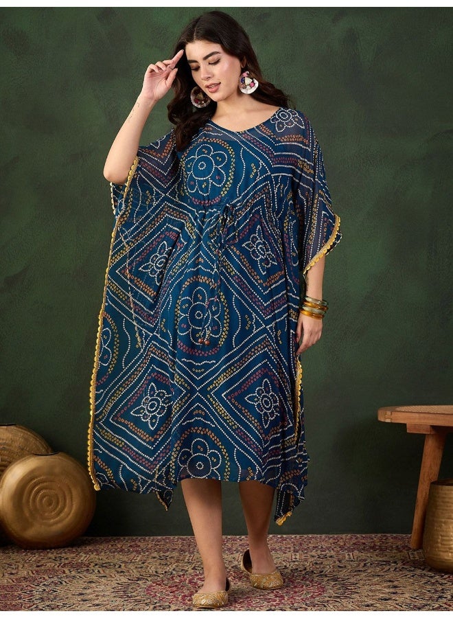 AKS Indigo Bandhani Printed Viscose Kaftan - Image 2