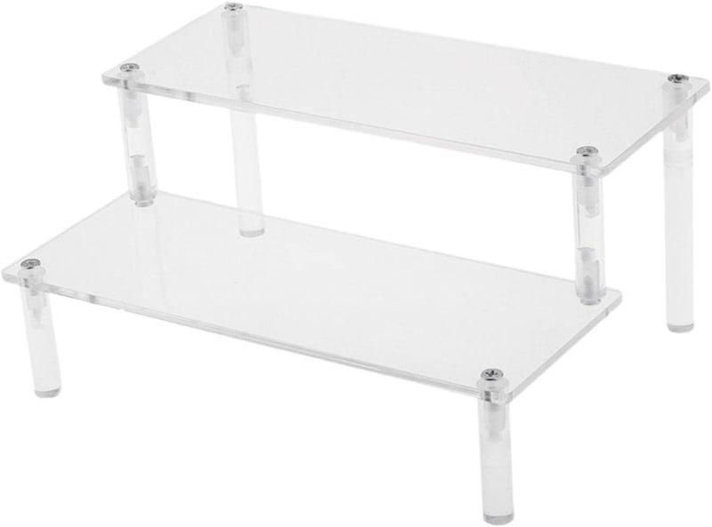 كلاراكو حامل عرض منظم من الأكريليك الشفاف لأكواب المشروبات الروحية، وحامل منظم للعطور والكولونيا، وزينة كريستالية قابلة للتحصيل، سلم مزدوج - Image 2