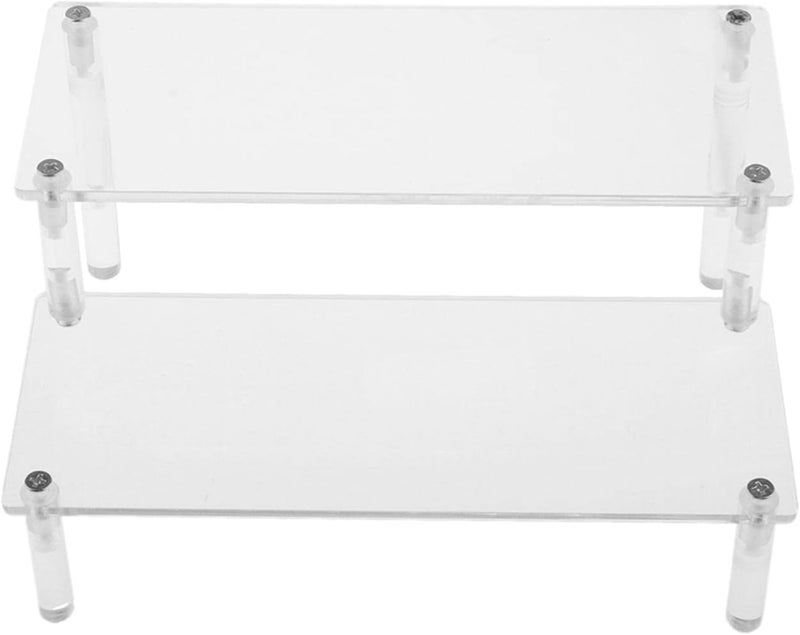 كلاراكو حامل عرض منظم من الأكريليك الشفاف لأكواب المشروبات الروحية، وحامل منظم للعطور والكولونيا، وزينة كريستالية قابلة للتحصيل، سلم مزدوج - Image 1