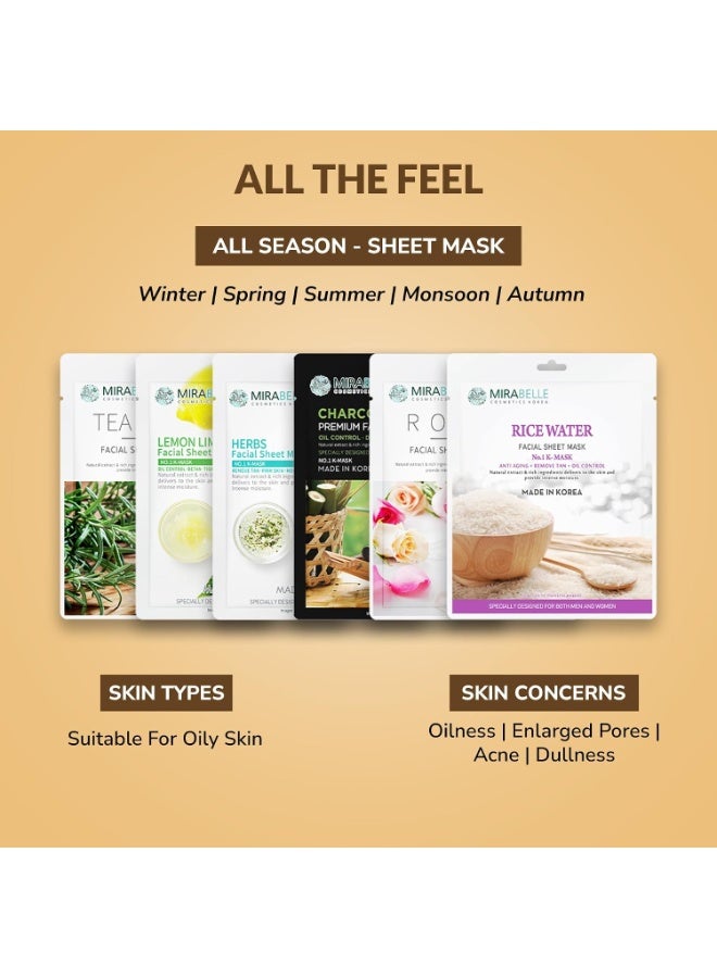 MIRABELLE COSMETICS KOREA Oily Skin Facial Sheet Mask Combo (Pack of 6) - Image 4
