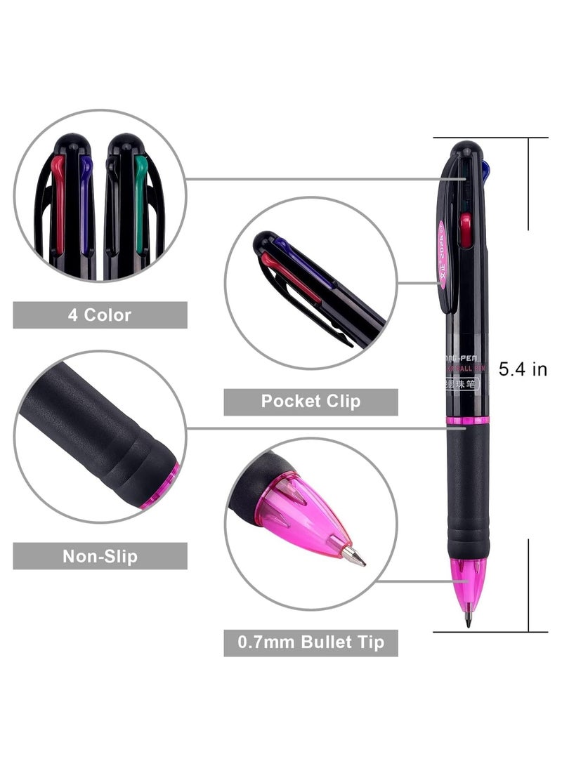 Multicolor Ballpoint Pens, 12 Pack 0.7mm Fine Tip Pens, 4 in 1 Retractable Color Ballpoint Pens, 4 Colors Gel Ink Ball Point Pen for Office, School Supplies, Planner Writing, Diary Gift - Image 3