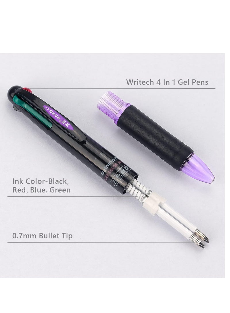 Multicolor Ballpoint Pens, 12 Pack 0.7mm Fine Tip Pens, 4 in 1 Retractable Color Ballpoint Pens, 4 Colors Gel Ink Ball Point Pen for Office, School Supplies, Planner Writing, Diary Gift - Image 5