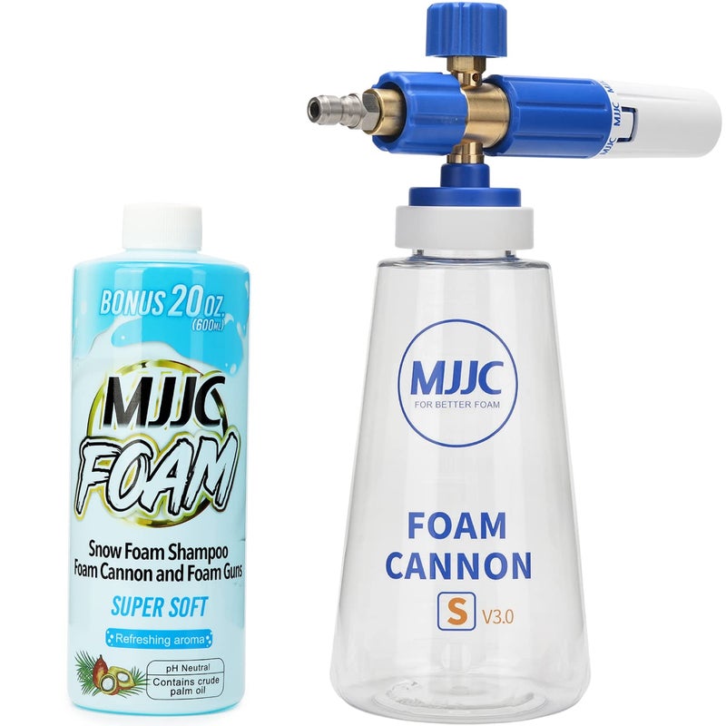 MJJC Foam Cannon S V30 Thicker Snow Foam Technology with 14 Inch Quick Connector for Pressure Washer  MJJC Foam Soap20 fl oz Kit