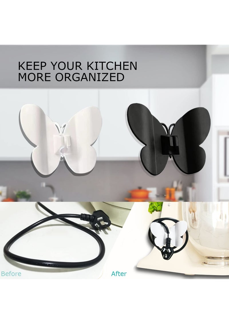 KASTWAVE 4Pcs Cord Organizer, Wire Holder Organizer to Stick on Home Appliances, Cord Clip for Coffee Maker Stirrer Air Fryer Black,White - Image 4