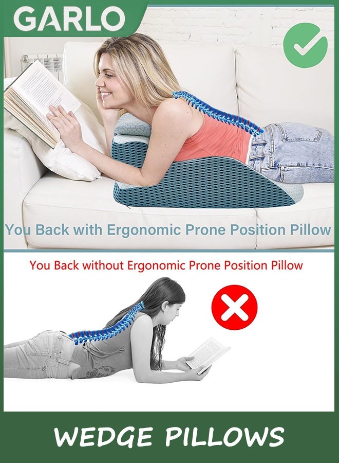 Garlo Pillow Wedge with Small Support Pillow Ergonomic Memory Foam Wedge Pillows for Female, Comfortable Wedge Pillows for Neck and Back, Small Wedge Pillows for Sleeping Reading Back Pain Relief - Image 5