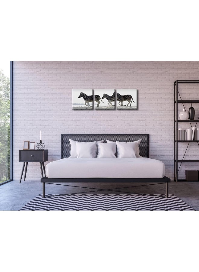 Pyradecor Zebra Canvas Prints Wall Art Black and White Animals Pictures Paintings for Living Room Bedroom Bathroom Home Decorations 3 Piece Modern Stretched Horse Artwork - Image 5