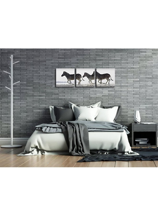 Pyradecor Zebra Canvas Prints Wall Art Black and White Animals Pictures Paintings for Living Room Bedroom Bathroom Home Decorations 3 Piece Modern Stretched Horse Artwork - Image 2