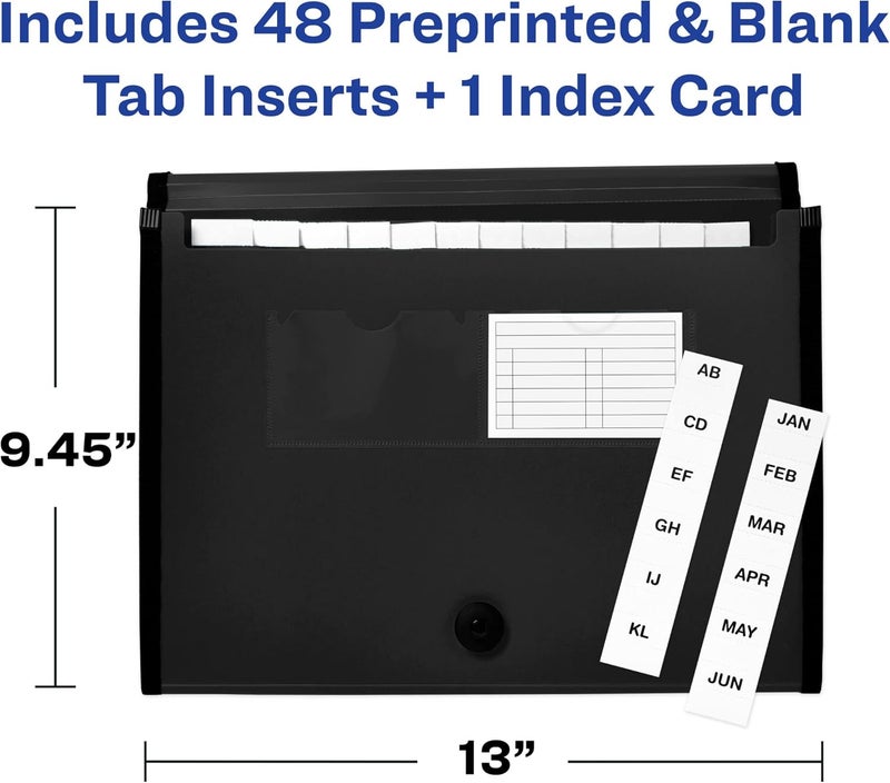 AVERY Expanding File Folder Organizer, 13-Pocket Accordion File Organizer, Black, Holds 425 Letter/A4-Size Sheets (73553) - Image 3