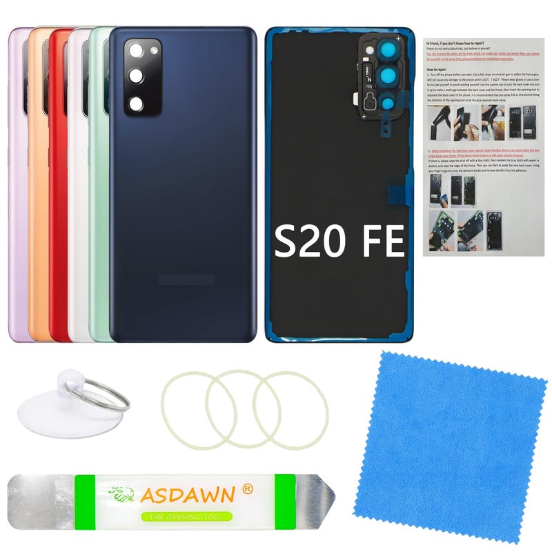ASDAWN Galaxy S20 FE Back Cover Glass Replacement with Pre-Installed Camera Lens + Repair Tools for Samsung Galaxy S20 FE 5G SM-G780 SM-G781 All Carriers (Navy Black) - Image 5