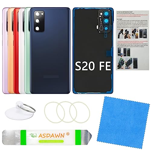 ASDAWN Galaxy S20 FE Back Cover Glass Replacement with Pre-Installed Camera Lens + Repair Tools for Samsung Galaxy S20 FE 5G SM-G780 SM-G781 All Carriers (Navy Black) - Image 1
