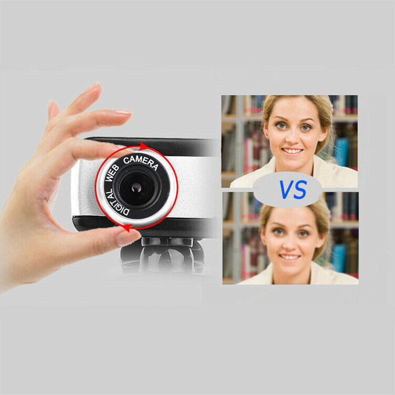 USB Webcam: Black Clip-On Design, Driver-Free Plug & Play, 360° Rotatable, Adjustable Focus, High Precision Optical Glass Lens, Built-In Sound Absorption Microphone for Home Office Online Meetings & V - Image 2