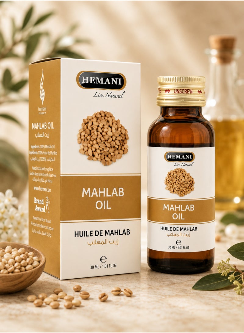 HEMANI Mahlab Oil 30ML – 100% Natural Mahlab Oil for Aromatherapy, Massage & Hair Care | Pure Zait Al Mahlab / Huile de Mahlab - Image 1
