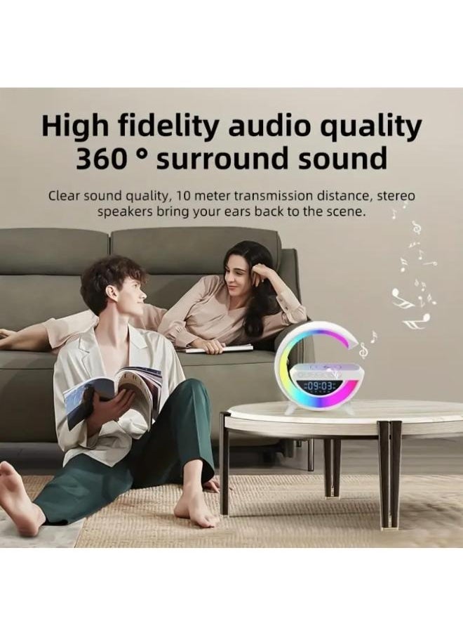 Generic Multifunction G Shape USB Rechargeable Wireless Fast Charger for Mobile Phone, BlueTooth Speaker With LED RGB Smart Lamp  - Image 3