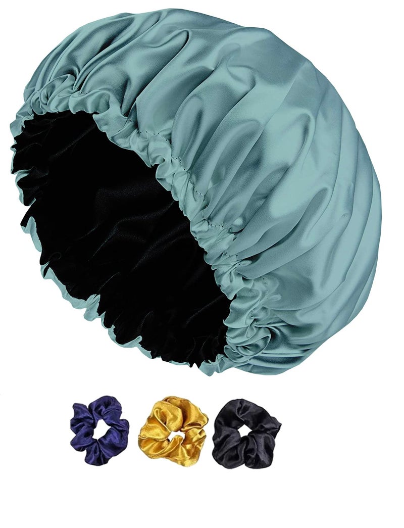Avirons Silk hair cap for sleeping with free 3 Scrunches | Fully Reversible Pure Satin Hair Bonnet satin sleep cap | Adjustable Pure Satin Hair Bonnet Cap for Women| Protective Night Hairstyles - Image 1