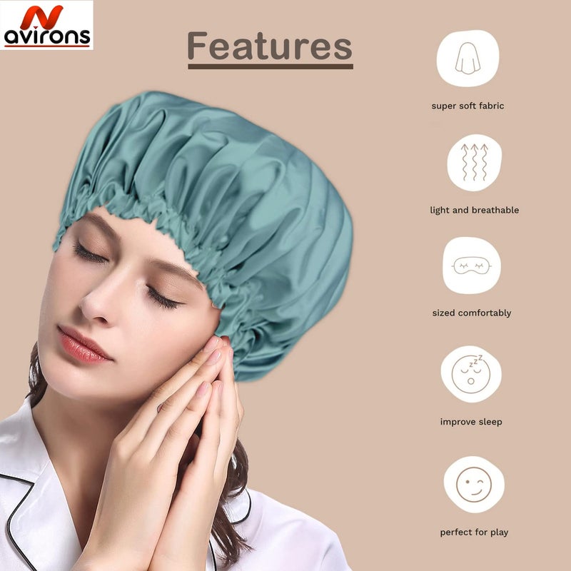 Avirons Silk hair cap for sleeping with free 3 Scrunches | Fully Reversible Pure Satin Hair Bonnet satin sleep cap | Adjustable Pure Satin Hair Bonnet Cap for Women| Protective Night Hairstyles - Image 4