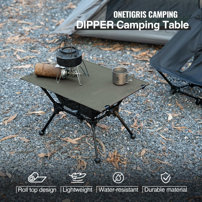 ONETIGRIS Dipper Camping Table, Lightweight Portable Folding Table with Mesh Storage Net, High/Low Options, Ideal for Camping, Hiking, Tailgating, Beach, Picnic, Travel, Backyard - Image 2