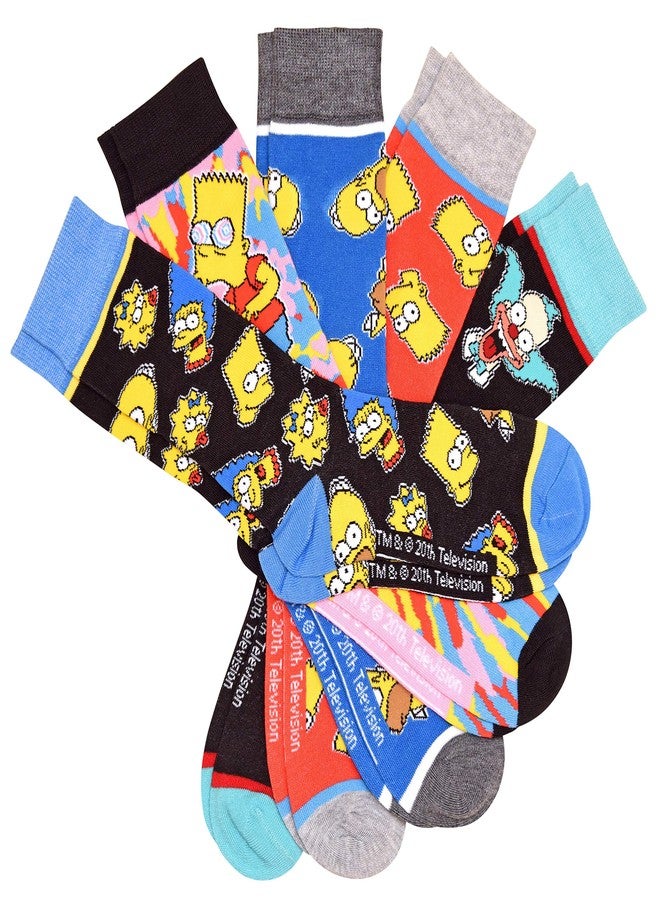 Hyp The Simpsons All Over Patterns Men's Crew Socks 5 Pair Pack - Image 2