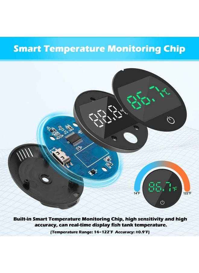 DATOO - Aquarium Thermometer Rechargeable Digital Led Display Fish Tank Thermometer Hd Measurement Accurate Aquarium Temperature ±0.9°F Suitable For Fresh Water And Sea Water Tanks - Image 1