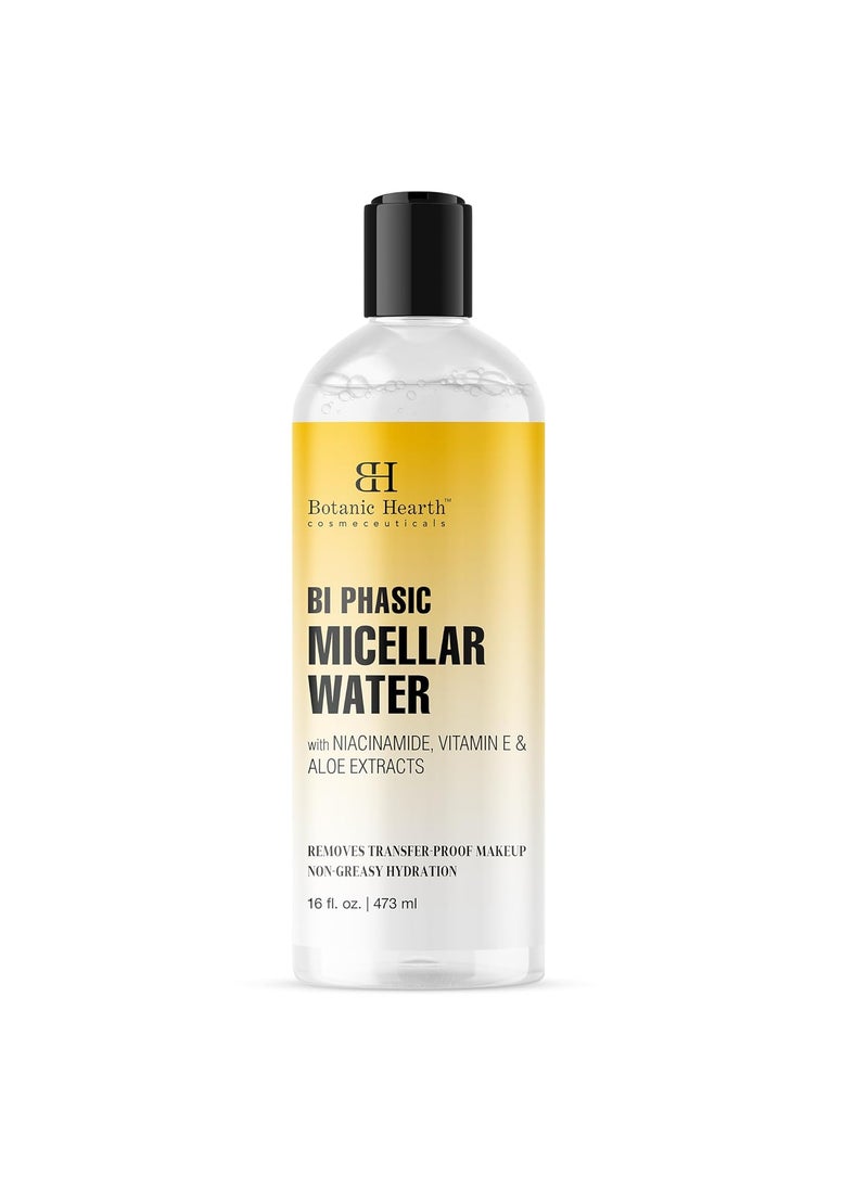 Botanic Hearth Botanic Hearth Bi-Phasic Micellar Water 16 fl oz - Gently Cleanses, Makeup Remover with Dual-Phase Formula, Suitable for All Skin Types 