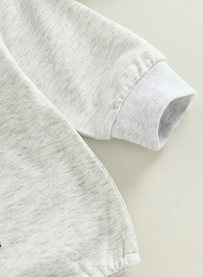 BULINGNA Newborn Infant Baby Boy Girl Sweatshirt Romper Funny Letters Print Long Sleeve One-Piece Bodysuit Fall Clothes (Light Gray, 6-12 Months) - Image 5
