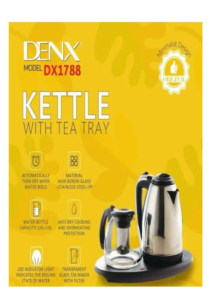 Denx Kettle With Tea Tray DX1788 2000ML+800ML - Image 1