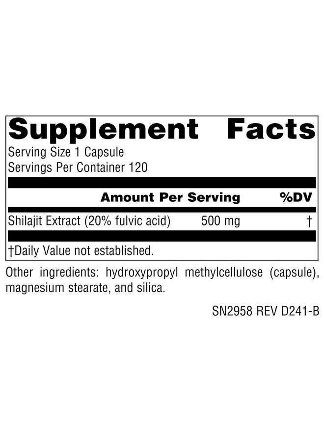 Source Naturals مستخلص الشيلاجيت من سورس ناتشورالز، مكمل غذائي نباتي، يعزز الأداء والدافع*، 500 ملغ، كبسولات نباتية (120) - Image 4