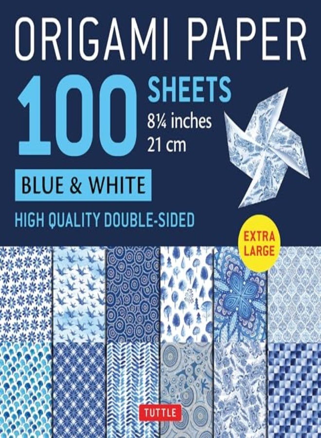 ORIGAMI PAPER 1OO SHEETS BLUE & WHITE 