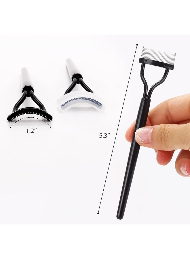 - Eyelash Curler, Eyelash Separator Comb, Mascara Declumper Eye Tool With Cover (Black) - Image 3