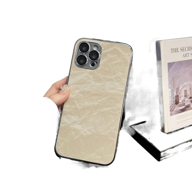 iPhone 14 Plus Case Leather Scratch Resistant Fabric for iPhone 14 14 Plus 14 Pro 14 Pro Max with Electroplated Edge and Lens Protector and Anti - Image 1