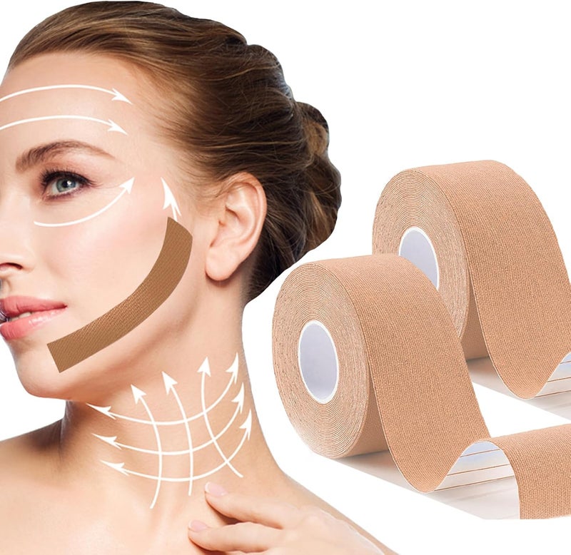 Snmzlc 2 Rolls Facial Myofascial Lift Tape Anti-Wrinkle Tape Patches Anti-Freeze Stickers for Firming And Tightening Skin Suits for All Parts of The Face and Neck 2.5cmx5m - Image 1