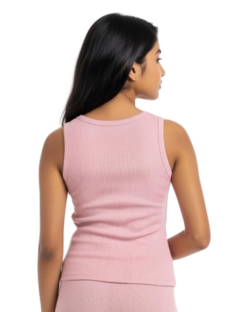 DChica Essentials Thermal Wear Top for Women, Sleeveless Winter Inner Wear Tank Top, Breathable & Stretchable, Warm Slip-on Body Warmer, Cotton Blend, Pack of 1 (Color_Pink) - Image 3