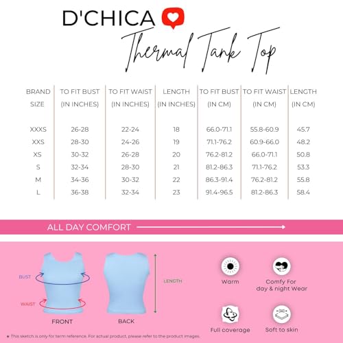 DChica Essentials Thermal Wear Top for Women, Sleeveless Winter Inner Wear Tank Top, Breathable & Stretchable, Warm Slip-on Body Warmer, Cotton Blend, Pack of 1 (Color_Pink) - Image 2