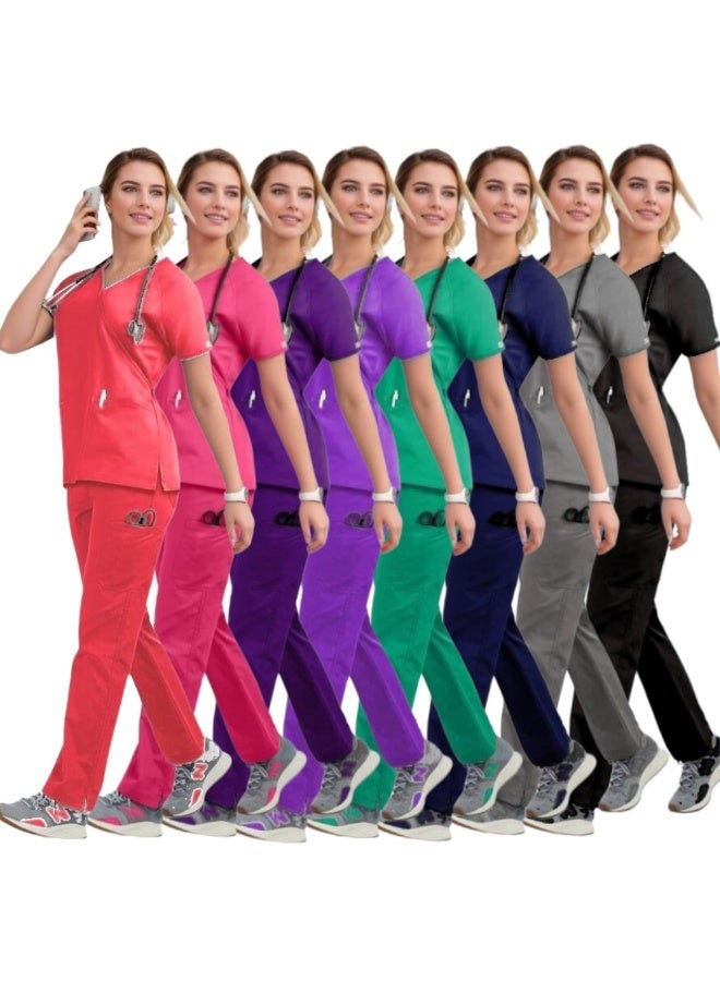 Loquat Womens Medical Scrubs Set Medical Uniform Set Navy Blue - Image 3
