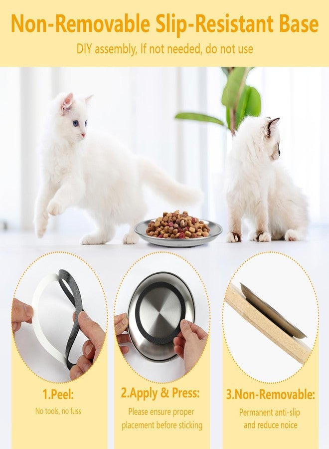 Mkobon 3 PCS Stainless Steel Cat Food Bowl Dish, 6.7" Shallow Flat Wide Cat Plates for Wet Food, Relief Whisker Fatigue, Removable Non-Slip Silicone Base, Replacement for Feeding Small Pet Kitten - Image 3