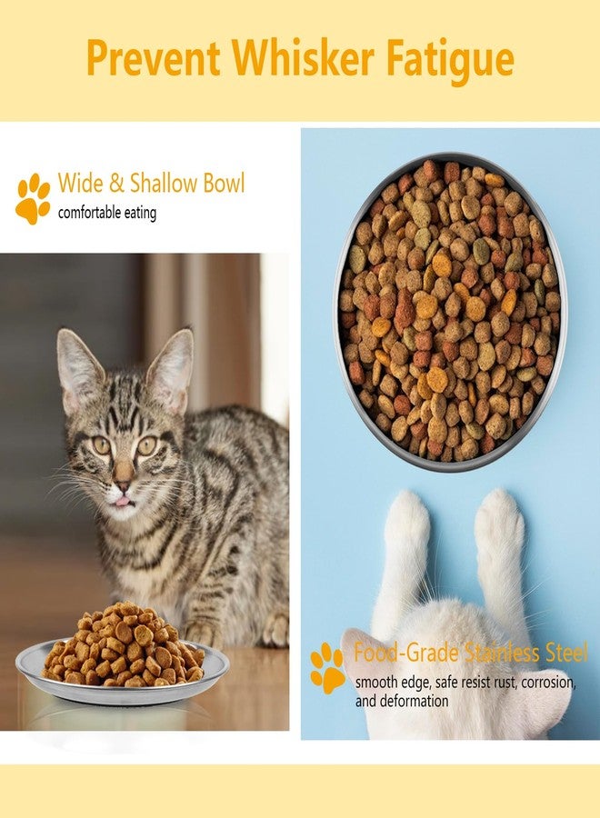 Mkobon 3 PCS Stainless Steel Cat Food Bowl Dish, 6.7" Shallow Flat Wide Cat Plates for Wet Food, Relief Whisker Fatigue, Removable Non-Slip Silicone Base, Replacement for Feeding Small Pet Kitten - Image 4
