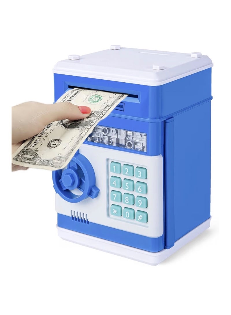 Refasy Safe Coin Bank Birthday Gift Toys for 3-12 Year Old Girl Boy,Refasy Children Fun Toys 8-12 Kids ATM Bank Machine with Bank Card Money Bank for Cash Toy Electronic Coin Banks Box for Kids Blue - Image 1