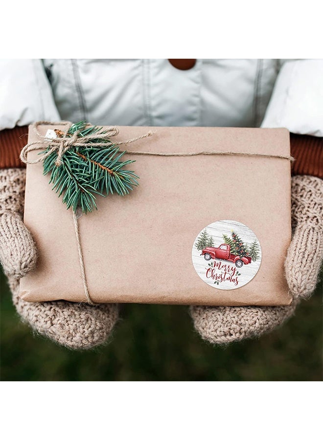 1000Pcs Christmas Stickers 1.5Inch Assorted Round Sticker in Roll Rustic Christmas Tree Wreath Elk Truck Pattern Label Stickers for Xmas Seals Cards Presents Envelopes, 8 Designs - Image 4