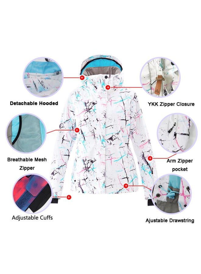 GS SNOWING Women's Ski Jackets and Pants Set Windproof Waterproof Insulated Snowsuit Winter Warm Snowboarding Snow Coat Blue L - Image 5