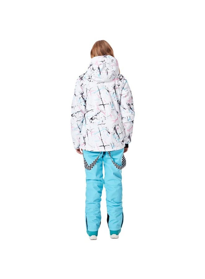 GS SNOWING Women's Ski Jackets and Pants Set Windproof Waterproof Insulated Snowsuit Winter Warm Snowboarding Snow Coat Blue L - Image 3