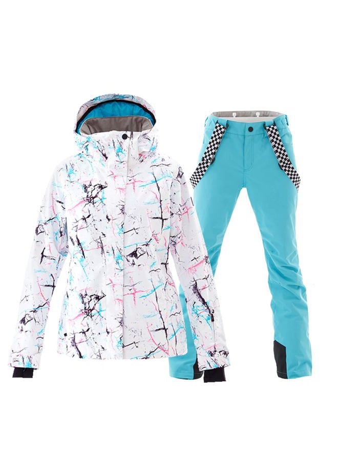 GS SNOWING Women's Ski Jackets and Pants Set Windproof Waterproof Insulated Snowsuit Winter Warm Snowboarding Snow Coat Blue L - Image 1